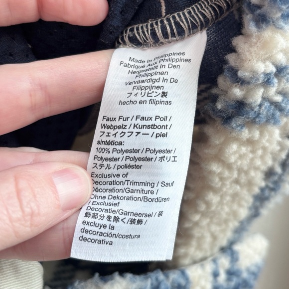 J. Crew Nordic Sherpa Faux Fux Cream and Blue Button Down Jacket - Picture 5 of 7